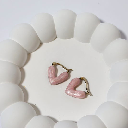 Blush Heart Hoop Earrings