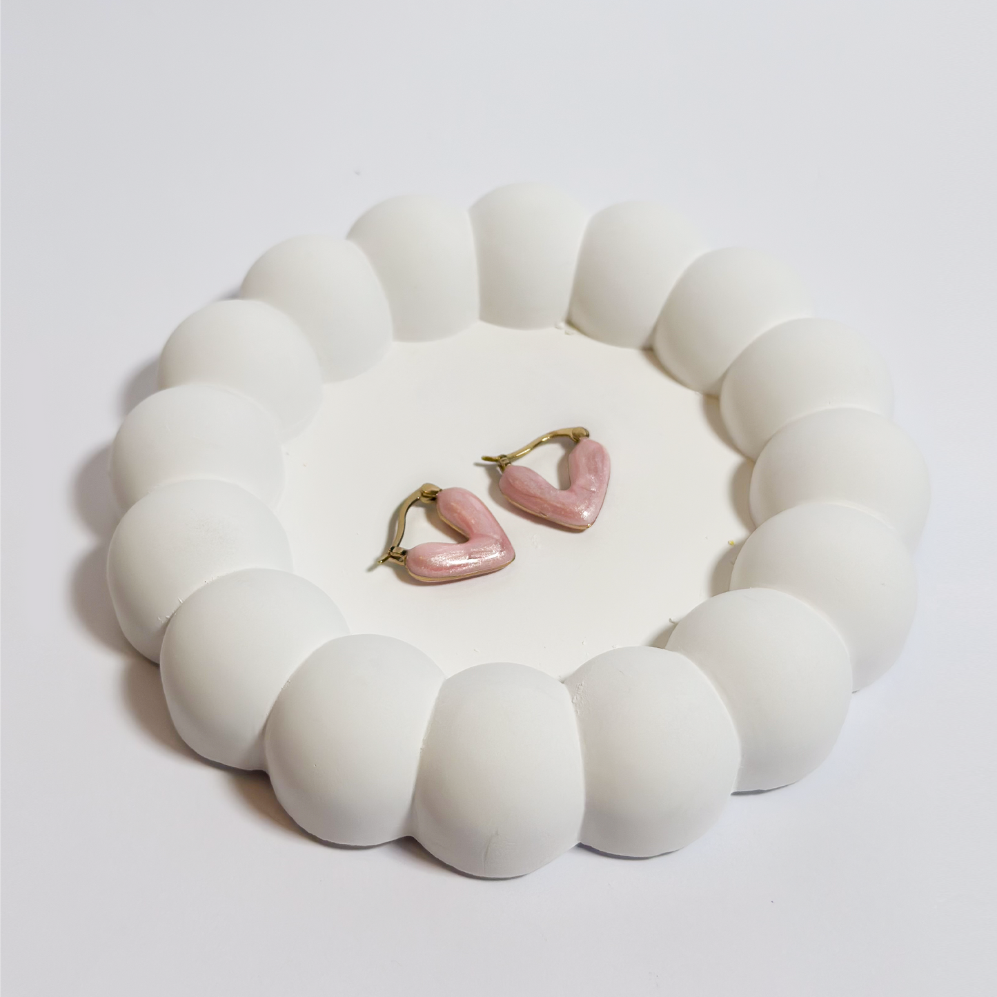 Blush Heart Hoop Earrings