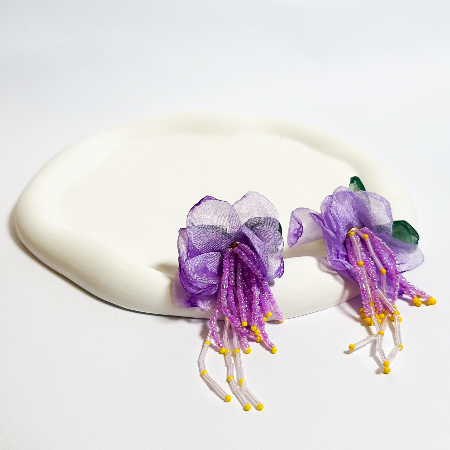 Lavender Bloom Beaded Earrings