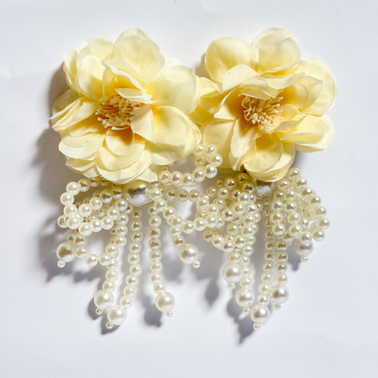 Ivory Bloom & Pearl Cascade Earrings