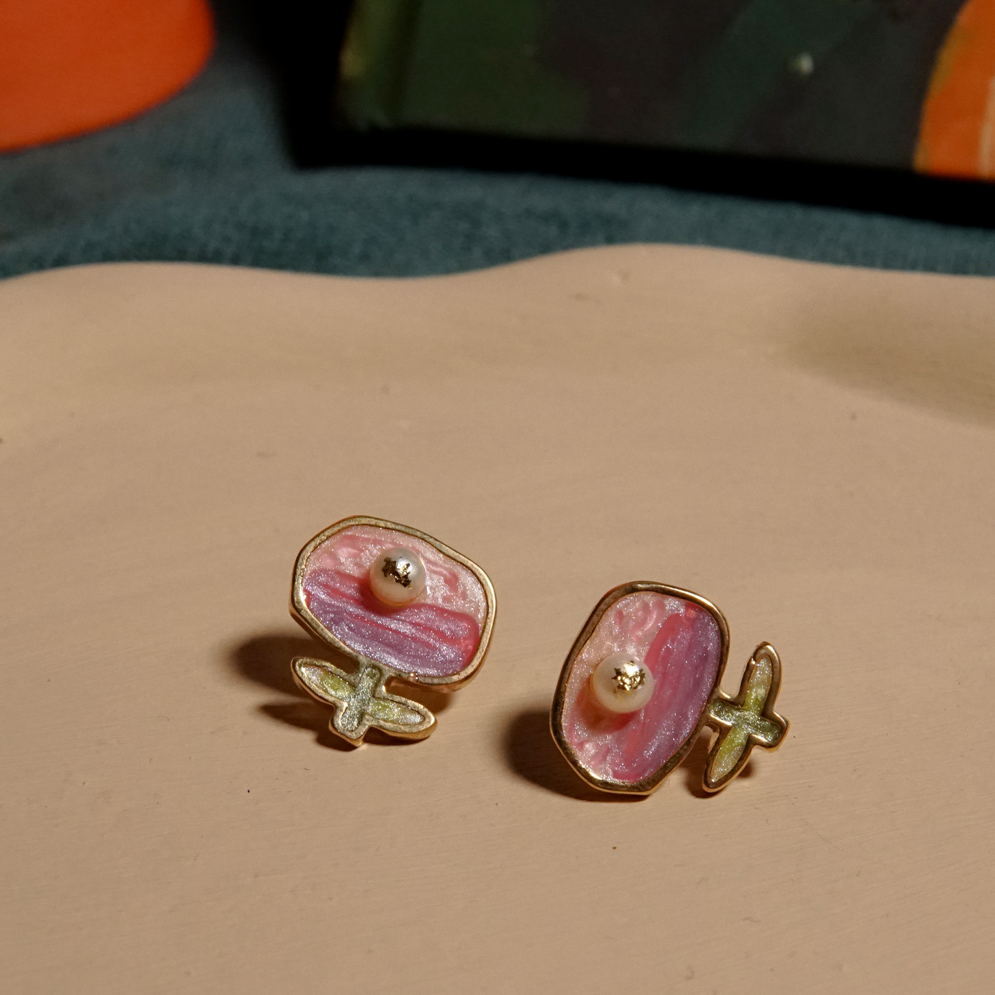 Blush Petal Pearl Studs