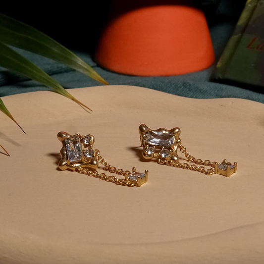 Drip Chain Crystal Studs