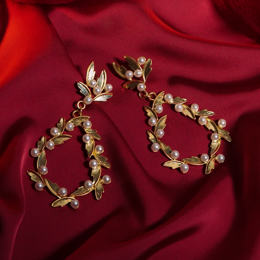 Golden Laurel Drop Earrings