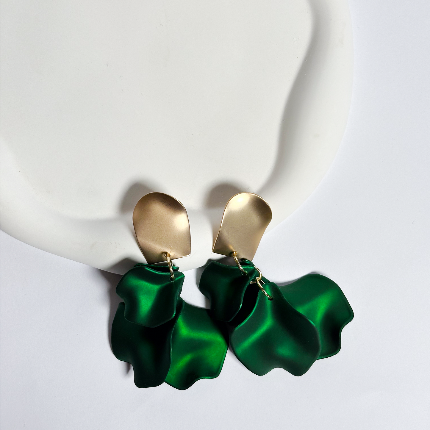 Emerald Bloom Petal Earrings