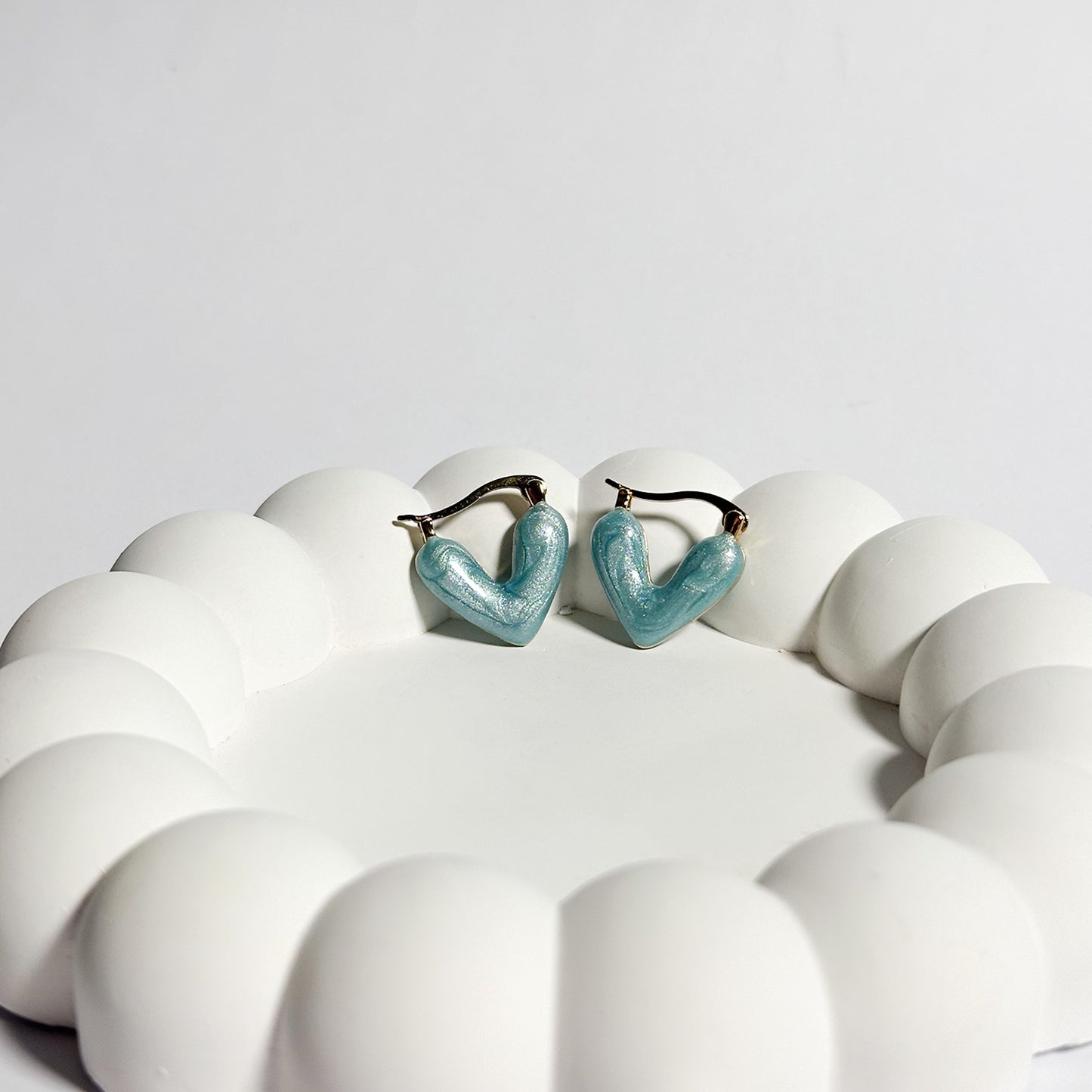 Blush Heart Hoop Earrings