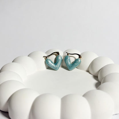 Blush Heart Hoop Earrings