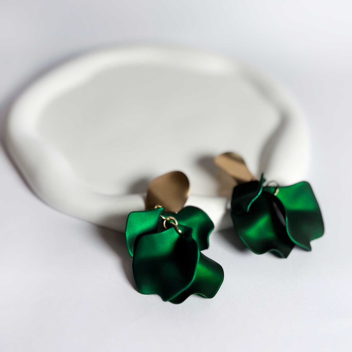 Emerald Bloom Petal Earrings