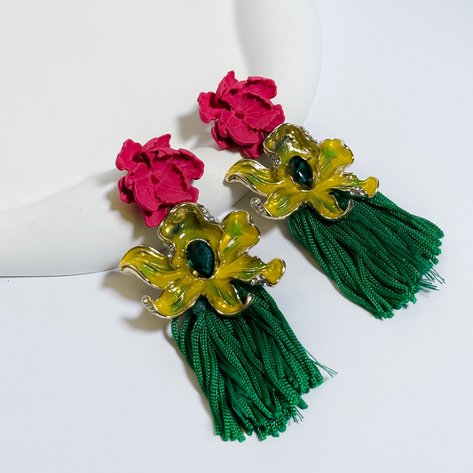 Tropical Garden Tassel Earrings