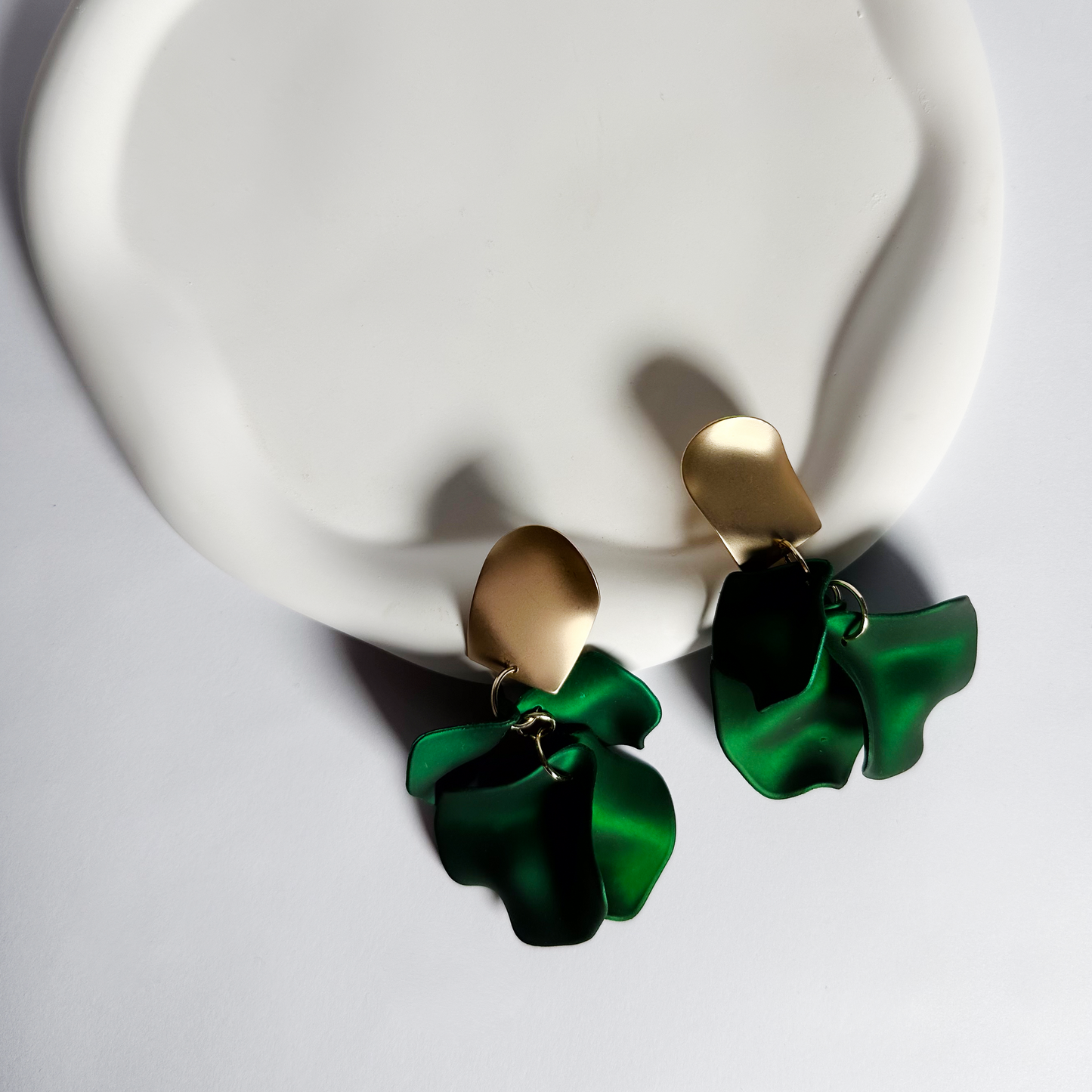 Emerald Bloom Petal Earrings