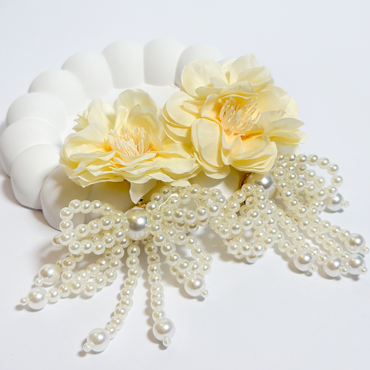 Ivory Bloom & Pearl Cascade Earrings