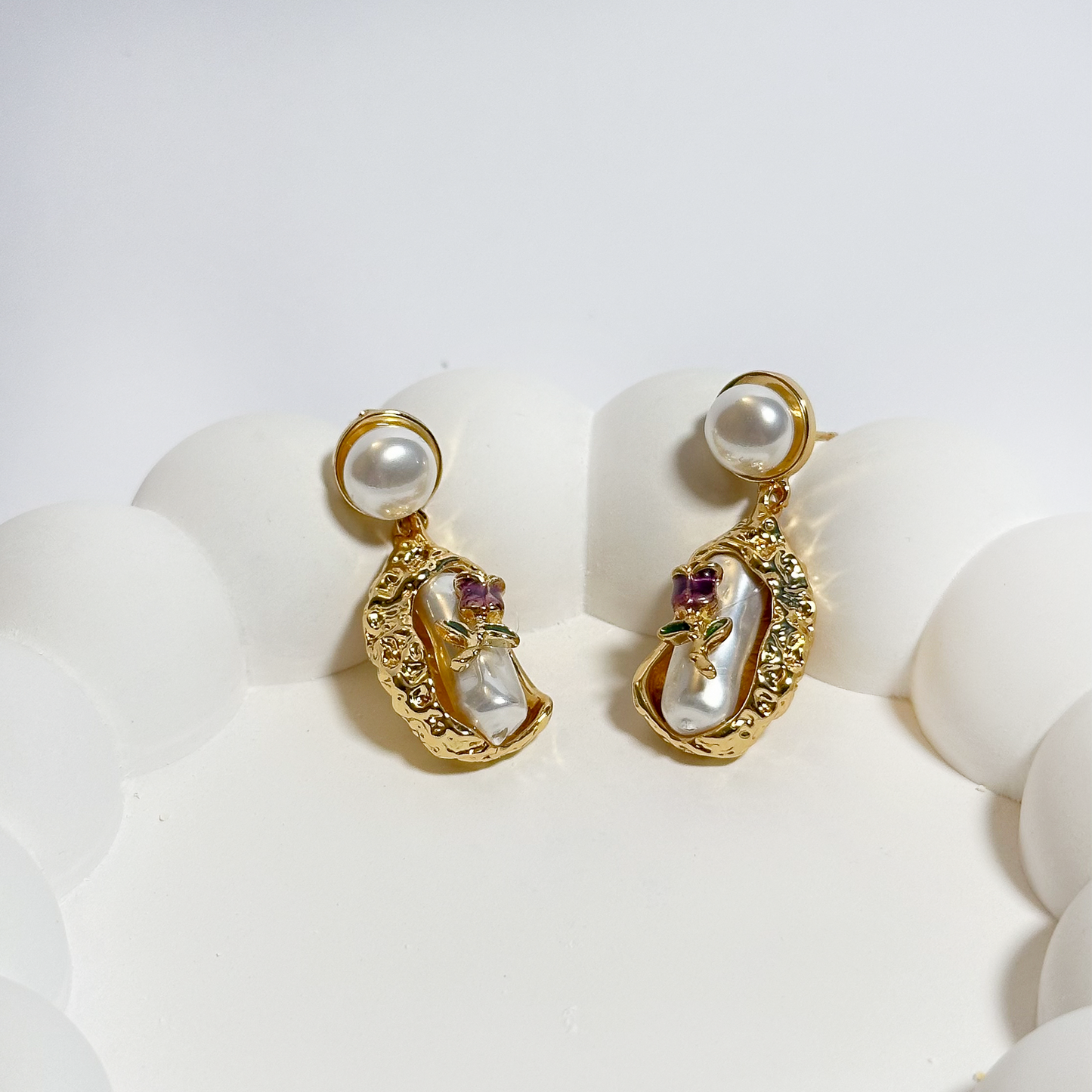 Rose Relic Pearl Drop Earrings