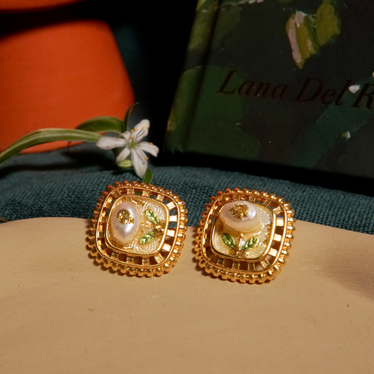 Golden Frame Blossom Studs