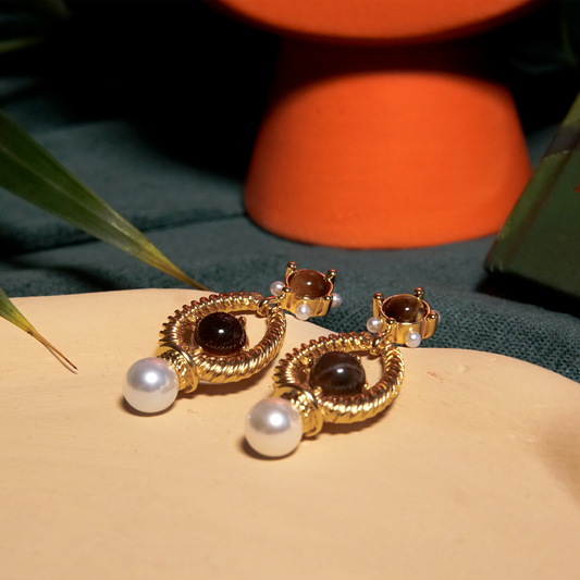 Vintage Rope Pearl Loop Earrings