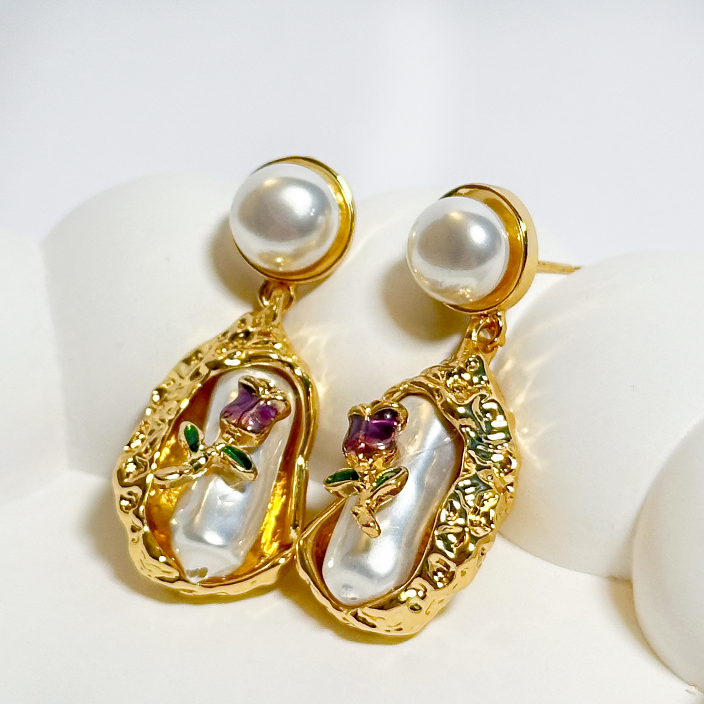 Rose Relic Pearl Drop Earrings
