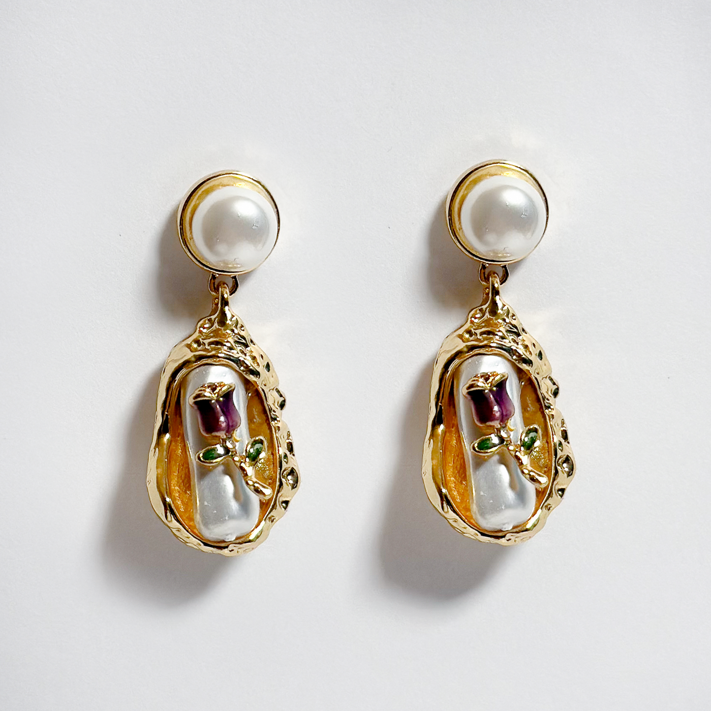 Rose Relic Pearl Drop Earrings
